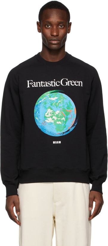Photo: MSGM Black Fantastic Green Graphic Sweatshirt