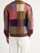 BODE - Patchwork Merino Wool Sweater - Brown