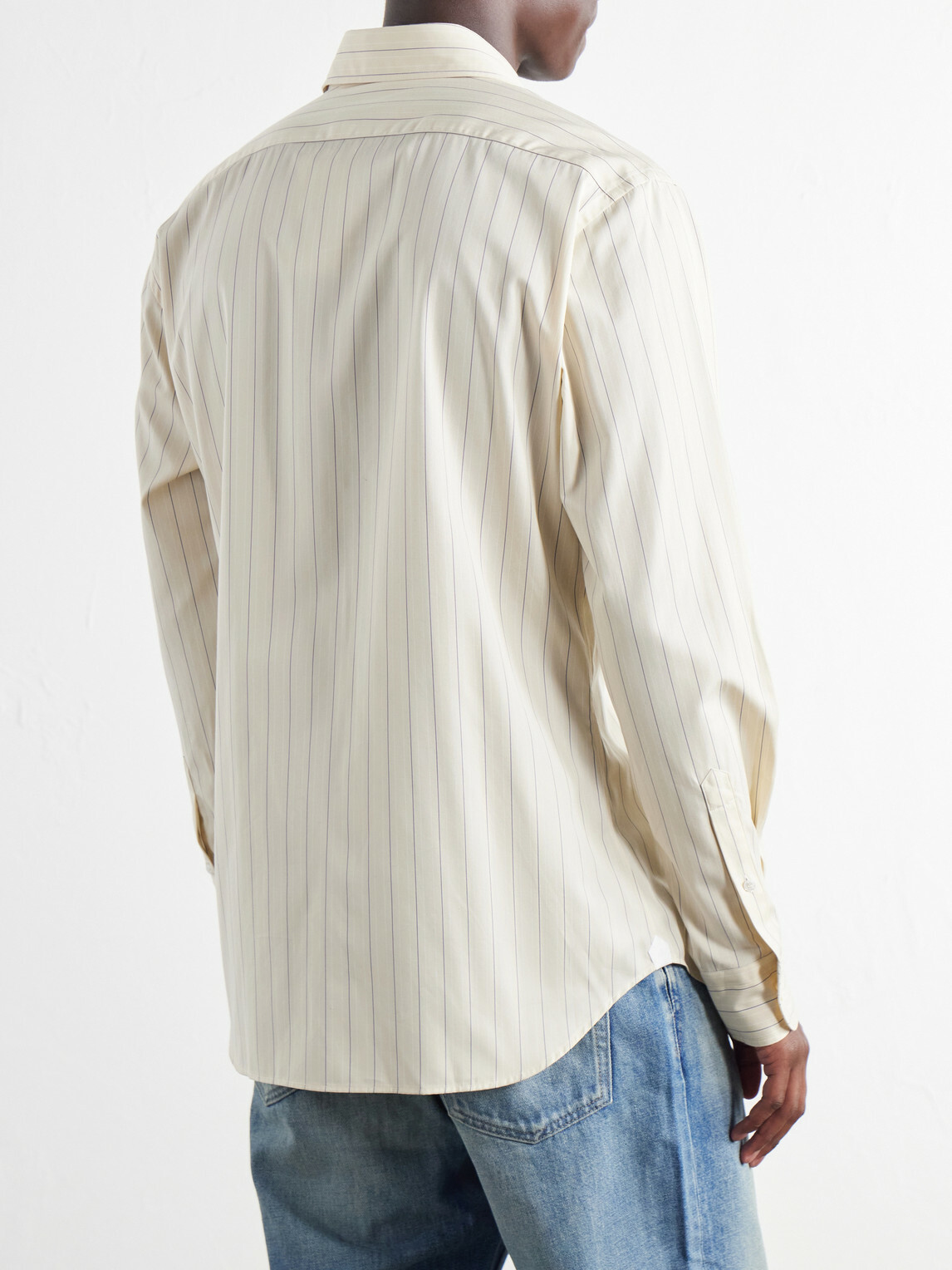 Husbands - Striped Cotton and Lyocell-Blend Poplin Shirt - Neutrals