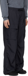 Juun.J Black Ripstop Poly Puckering Cargo Pants