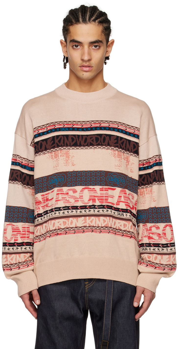 sacai Pink Jacquard Sweater Sacai