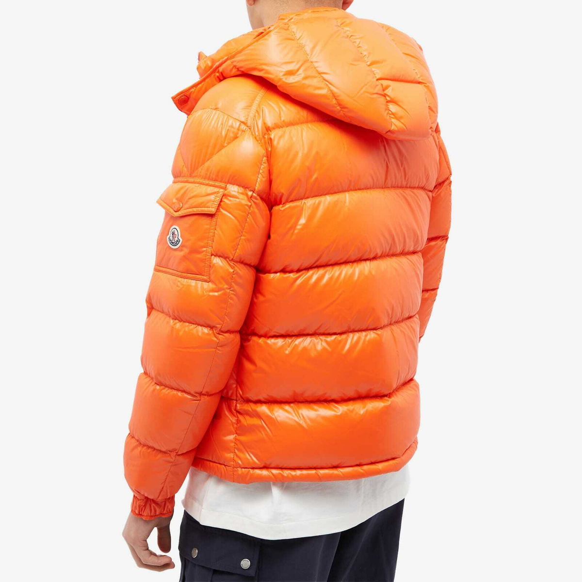 送料・関税込み Moncler Maya Short Down Jacket Bright Orange Moncler Men's Maya Down Jacket in Orange Moncler