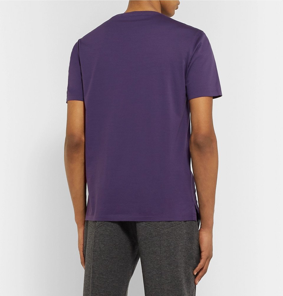 Ermenegildo Zegna パープルM Ermenegildo Zegna - Cotton-Jersey T-Shirt - Purple Ermenegildo Zegna