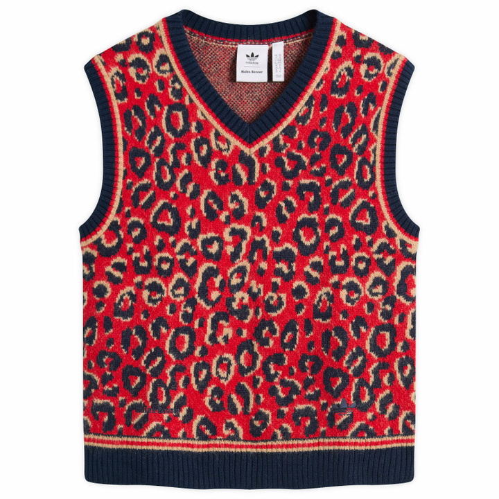 Photo: Adidas Men's X Wales Bonner Knit Vest in Collegiate Navy/Magic Beige/Better Scarlet