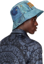 Versace Jeans Couture Blue Patchwork Denim Bucket Hat