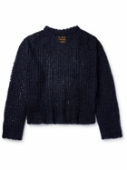 AIREI - Crocheted Alpaca-Blend Sweater - Blue