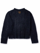 AIREI - Crocheted Alpaca-Blend Sweater - Blue