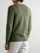 Belstaff - Watch Logo-Appliquéd Ribbed Cotton Sweater - Green