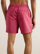 Mr P. - Straight-Leg Mid-Length Striped Seersucker Swim Shorts - Pink