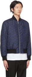 Versace Black & Navy Reversible La Greca Bomber Jacket