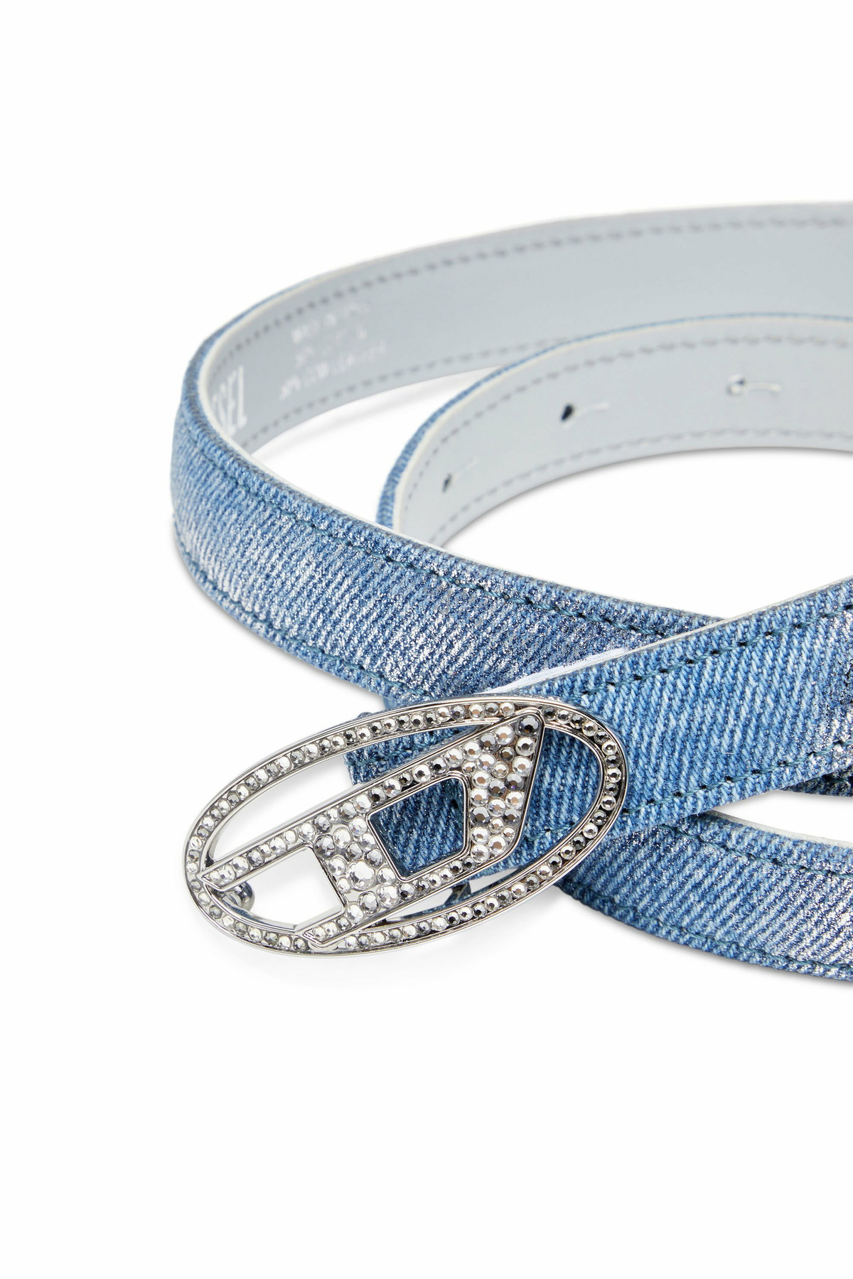 Diesel Blue Cotton Regular Women\'s Belt Diesel Slim belt in foiled denim and leather - Belts Womens  main image 3