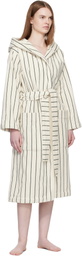 Tekla White & Green Terry Hooded Bathrobe