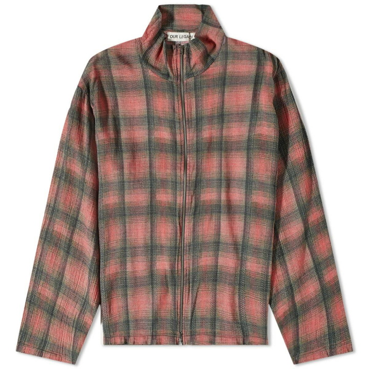 Photo: Our Legacy Men's Checked Zip Track Shirt in Big Lumbercheck Print
