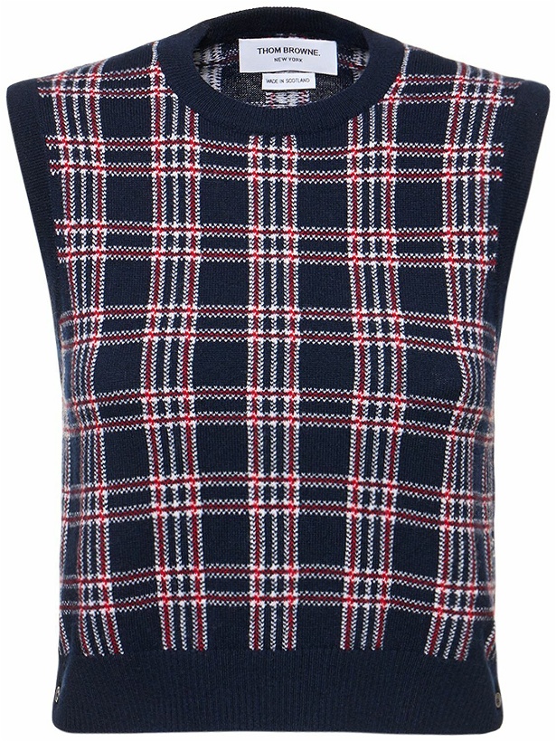 Photo: THOM BROWNE - Checked Cashmere Knit Cropped Vest