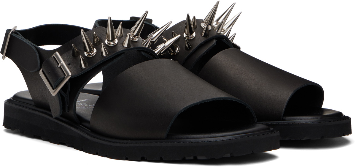 靴 UNDERCOVER STUDS LEATHER SANDAL UNDERCOVER Black foot the coacher Edition Spike Studded