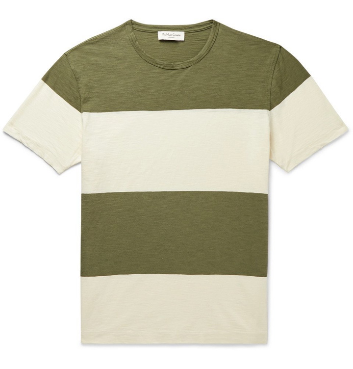 Photo: YMC - Striped Slub Cotton-Jersey T-Shirt - Army green