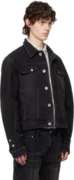 C2H4 Black Asteroid Raw Edge Denim Jacket