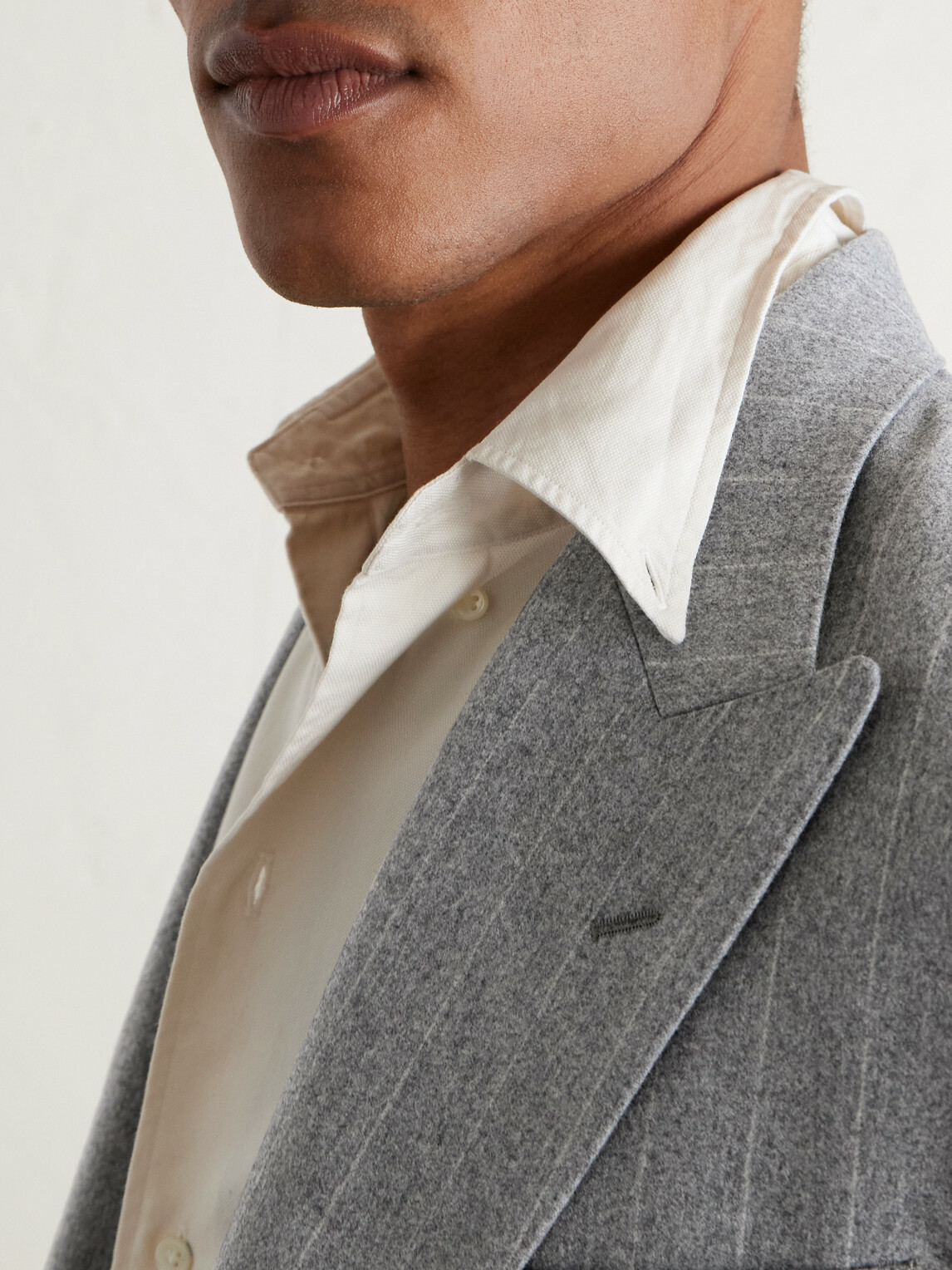Kaptain Sunshine - Double-Breasted Pinstriped Wool Suit Jacket - Gray