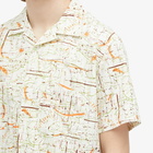 Beams Plus Men's Open Collar Rayon Print Shirt in White