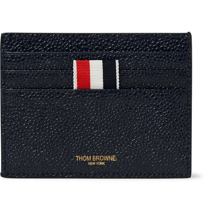 Photo: Thom Browne - Striped Grosgrain-Trimmed Pebble-Grain Leather Cardholder - Navy