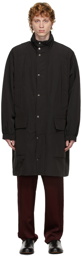 Dries Van Noten Black Water-Repellent Satin Coat