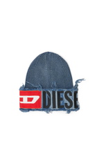 Diesel Denim effect beanie with bold patch detail - Knit caps - Unisex - Blue