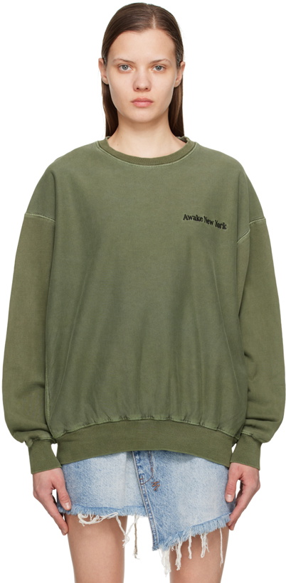 Photo: Awake NY Green Pigment-Dyed Sweatshirt