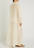 Tory Burch Pintucked Linen and Silk-blend Kaftan Ivory