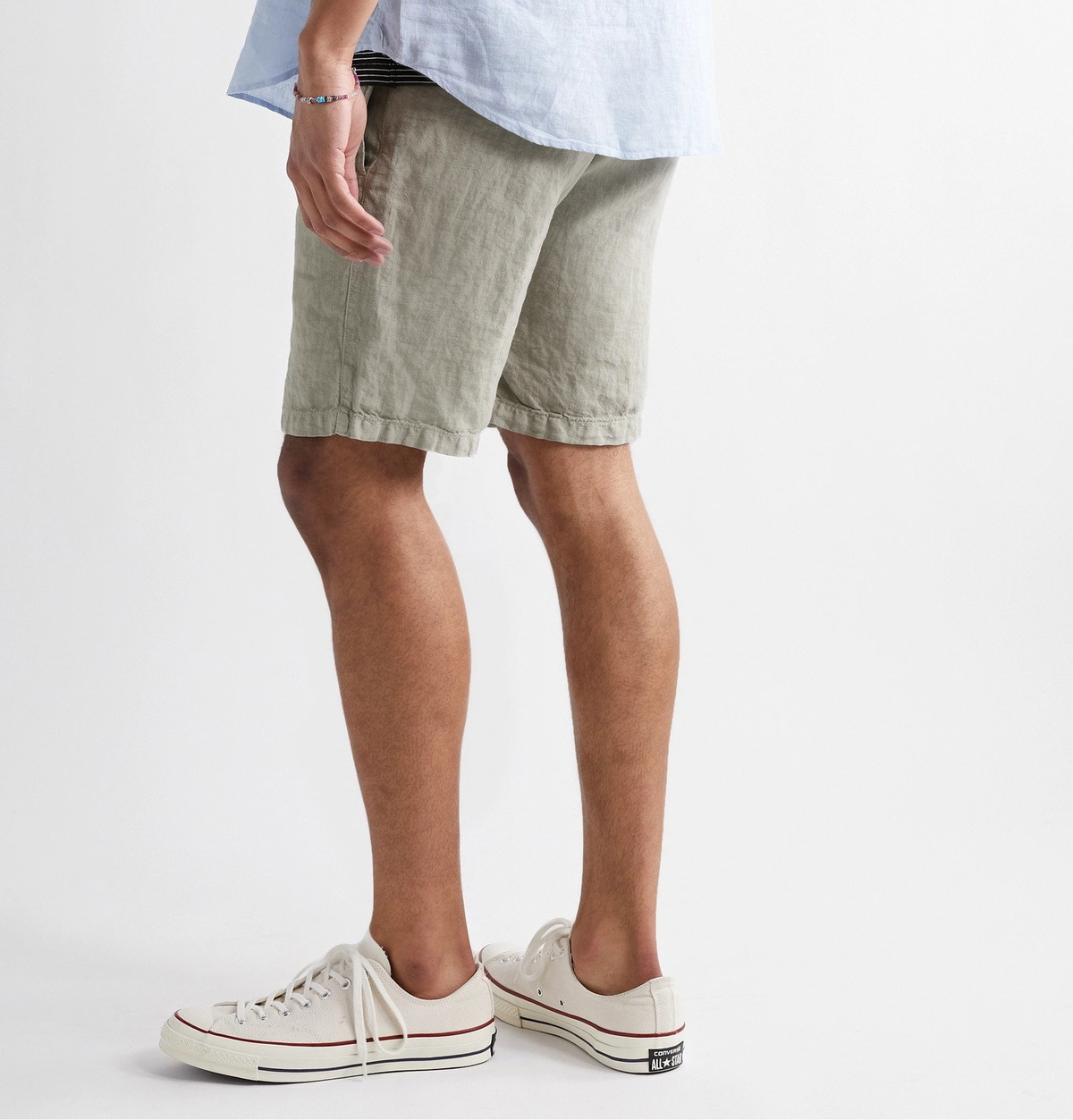 HARTFORD - Pleated Linen Drawstring Shorts - Neutrals Hartford