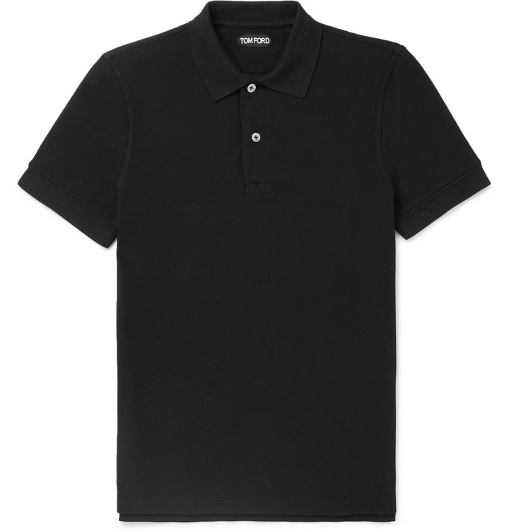 Photo: TOM FORD - Slim-Fit Cotton-Piqué Polo Shirt - Black