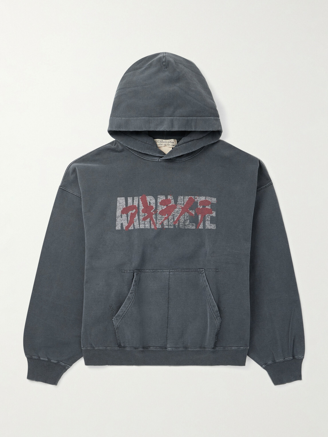 Remi Relief - Akiramete Distressed Printed Cotton-Jersey Hoodie