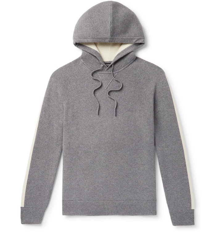 Photo: Theory - Striped Wool and Cashmere-Blend Hoodie - Gray