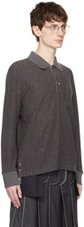 Thom Browne Gray Ribbed Polo