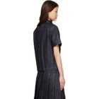 Thom Browne Navy Straight Hem Button Down Point Collar Denim Shirt