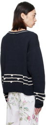 HARAGO Navy Striped Sweater