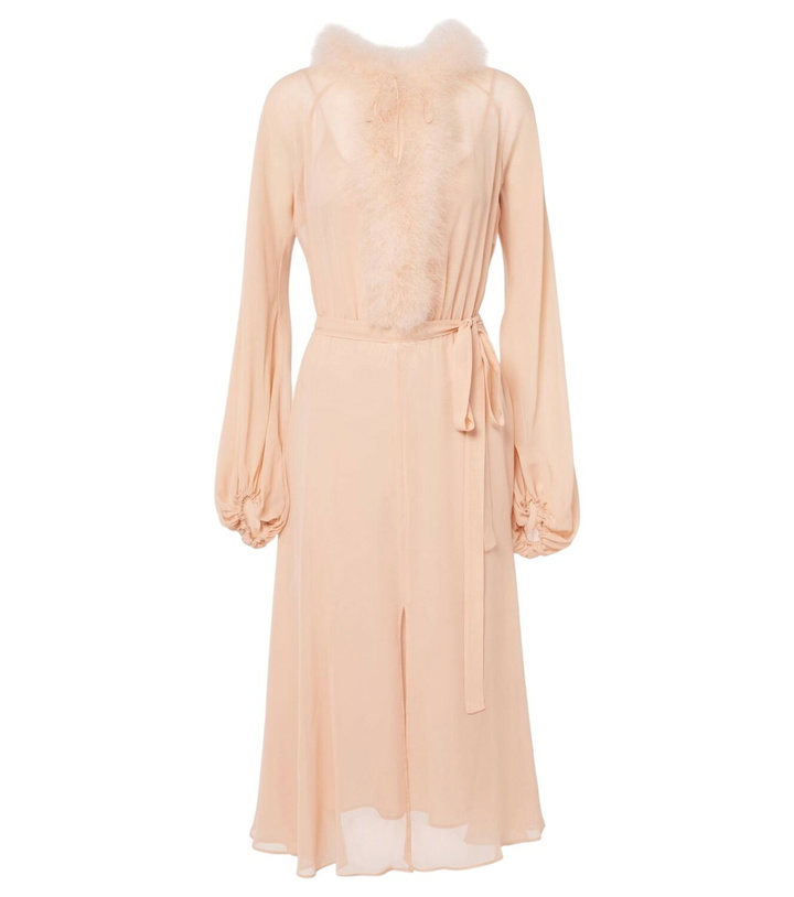 Photo: Blumarine Georg feather-trimmed midi dress