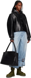 JW Anderson Black Cropped Hooded Blouson Leather Jacket