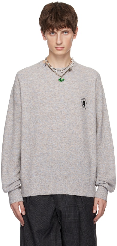 Photo: Acne Studios Gray Embroidered Sweater