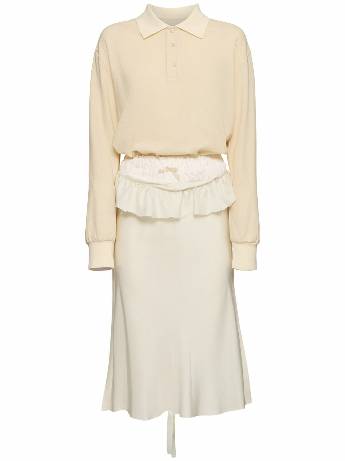 Maison Margiela Spliced gathered jersey midi dress Maison