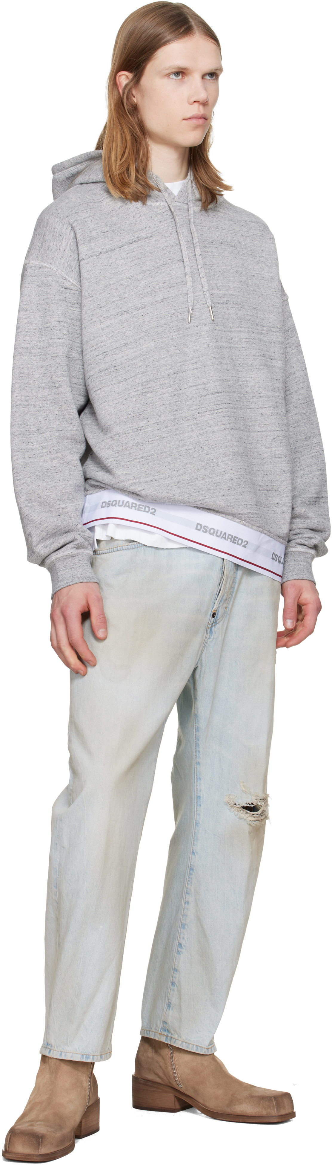Dsquared2 Gray Dsquared2 Tape Relax Fit Hoodie