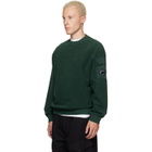 C.P. Company Green Crew Neck Brushed Emerized Diagonal Fleece Sweatshirt