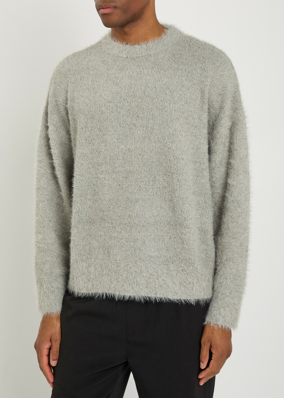 Mki Miyuki Zoku Logo-embroidered Brushed Knit Jumper Grey