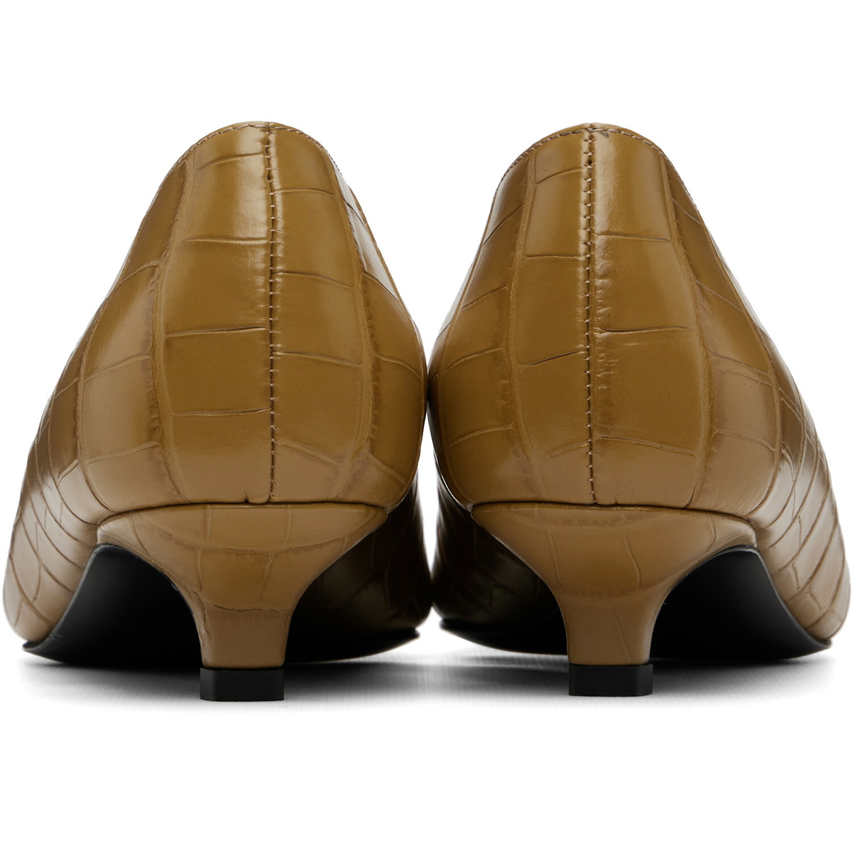TOTEME Beige Sharp Croco-Embossed Kitten Heels