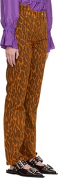 GANNI Orange Fold Leopard Denim Jeans