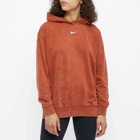 Nike Women's Essentials Velour Popover Hoody in Rugged Orange/White
