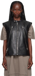 MM6 Maison Margiela Black Cap Sleeve Leather Vest