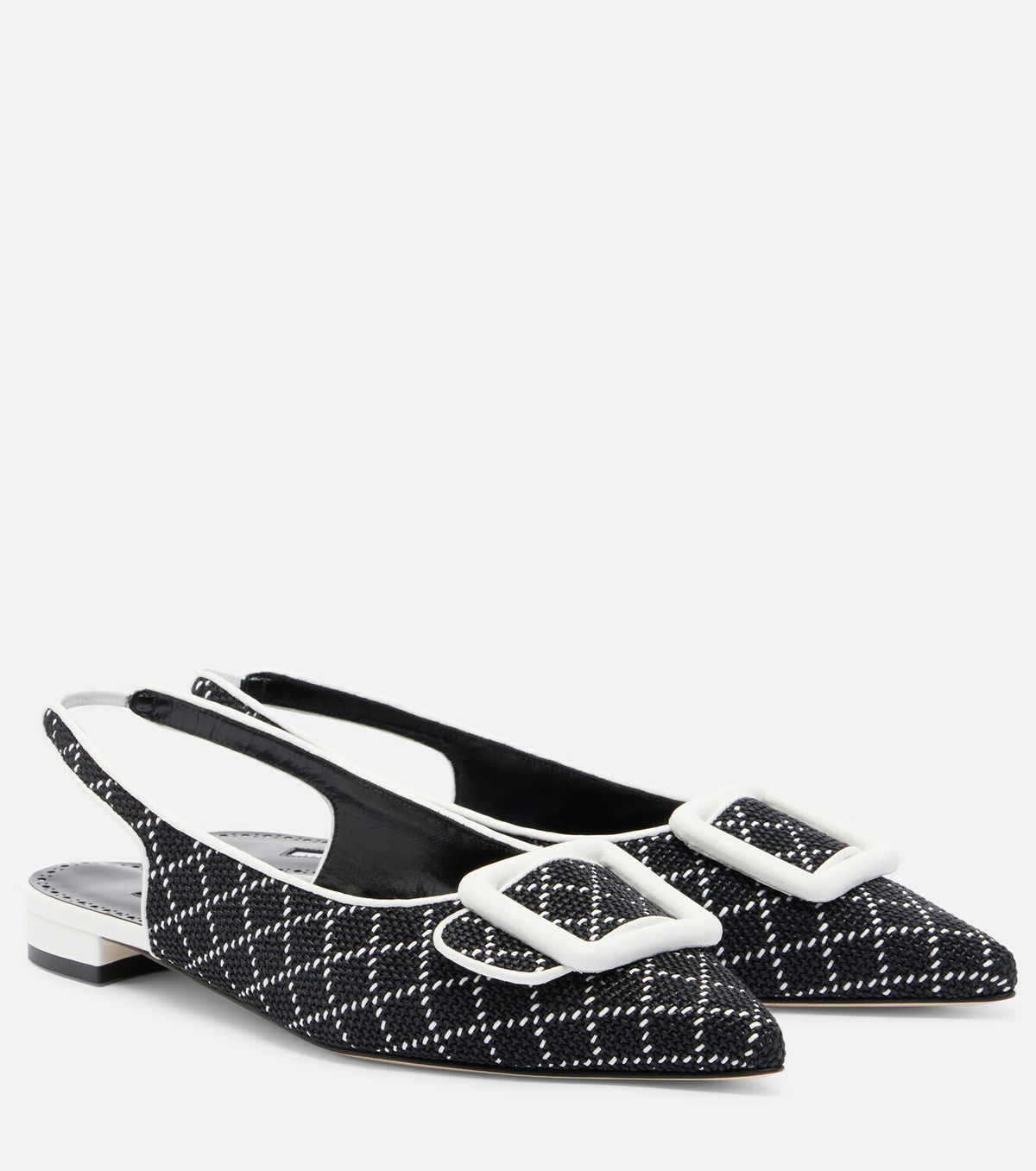 Manolo Blahnik Maylura raffia-effect slingback flats