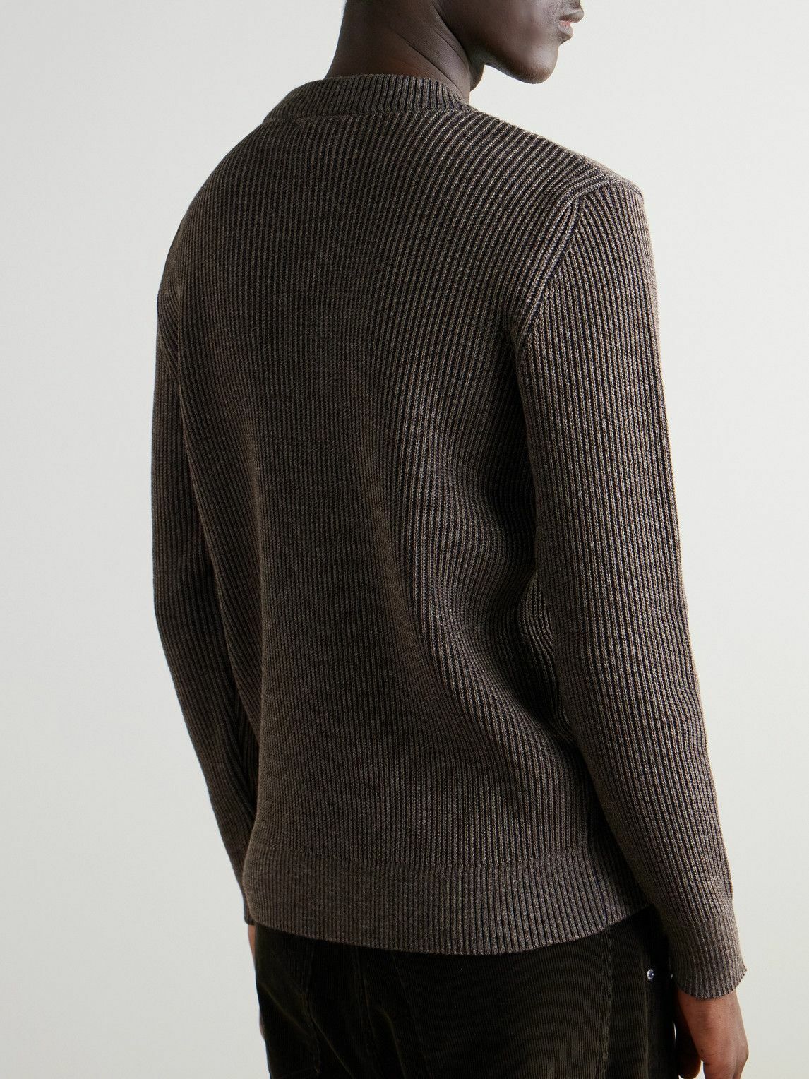 S.N.S Herning - Fender III Slim-Fit Ribbed Virgin Wool Sweater - Brown