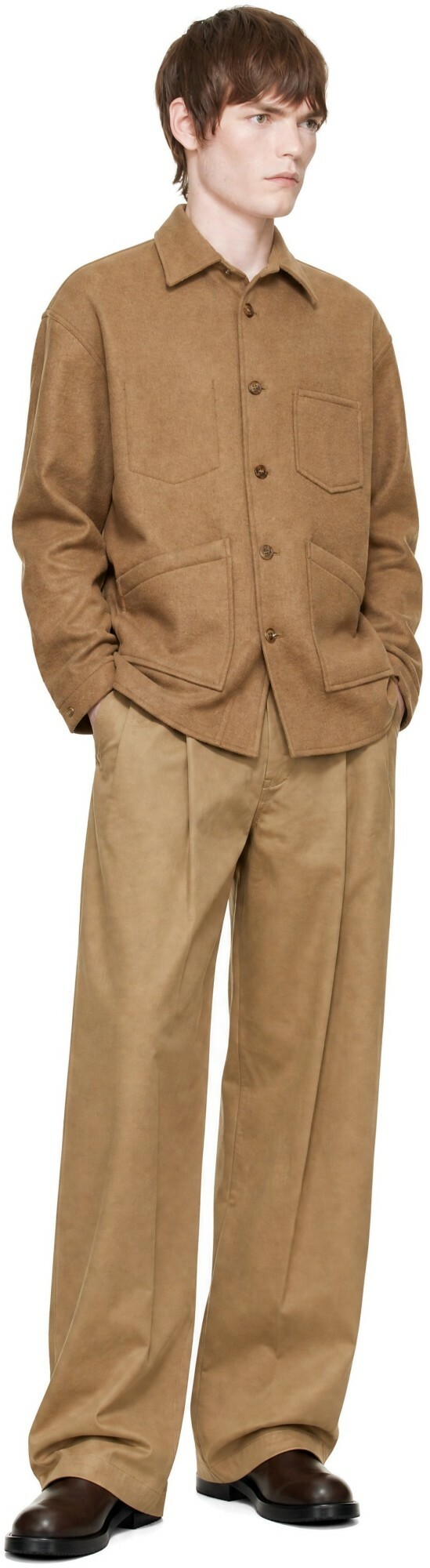 Comme des Garçons Homme Tan Wool Beaver Bonding Jacket