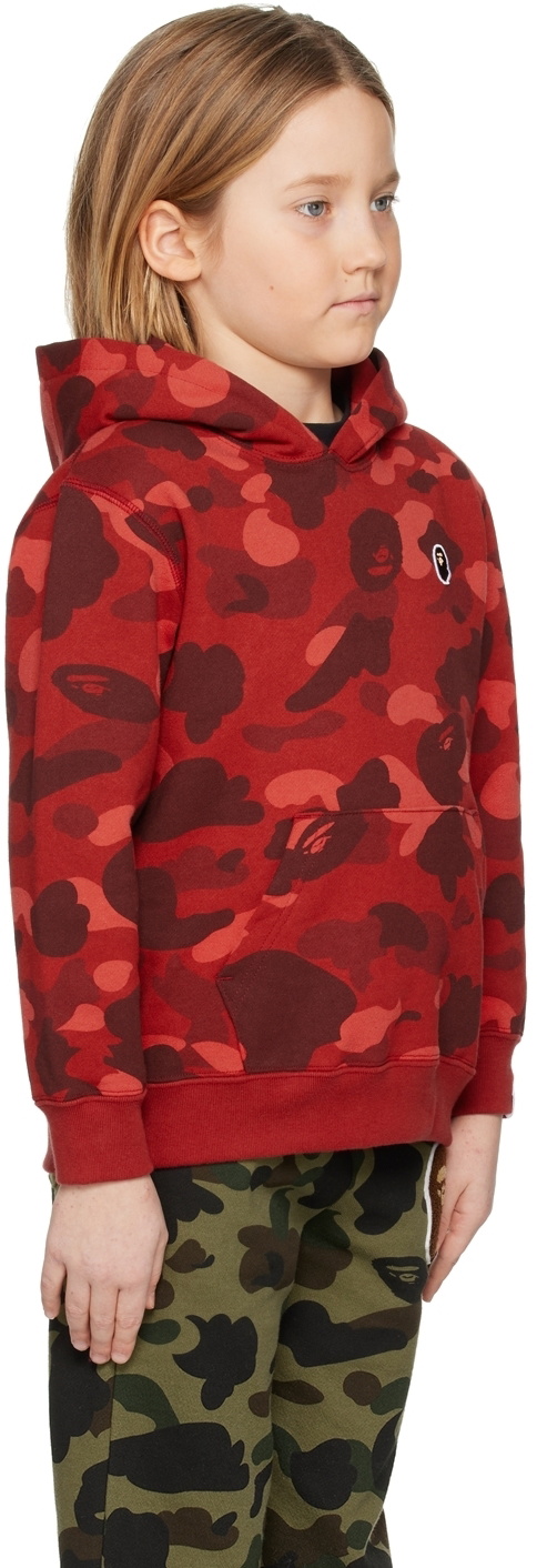 BAPE Kids Red One Point Ape Head Hoodie A Bathing Ape